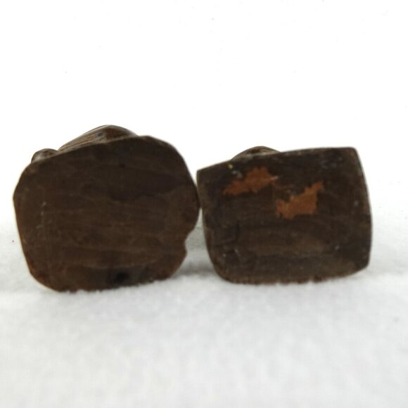 Vtg 6" Ecuador Hand-Carved Wood Figurines TWO Traveling Man Bowl in Hand w Bags - Picture 13 of 14